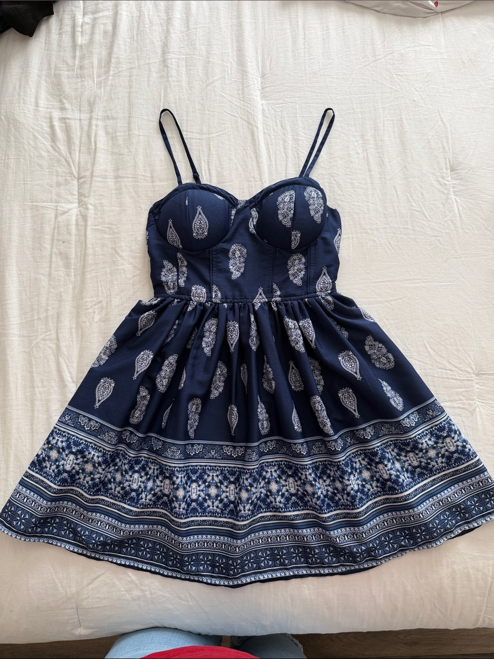 Band of Gypsies Navy Blue Paisley Bustier Dress